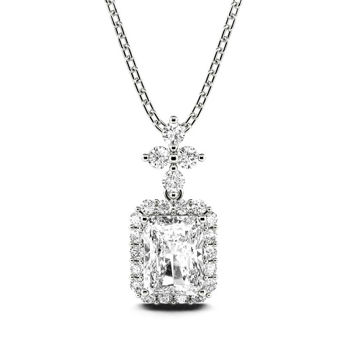 Jeulia Halo Collana con Moissanite Taglio Radiante per Donna