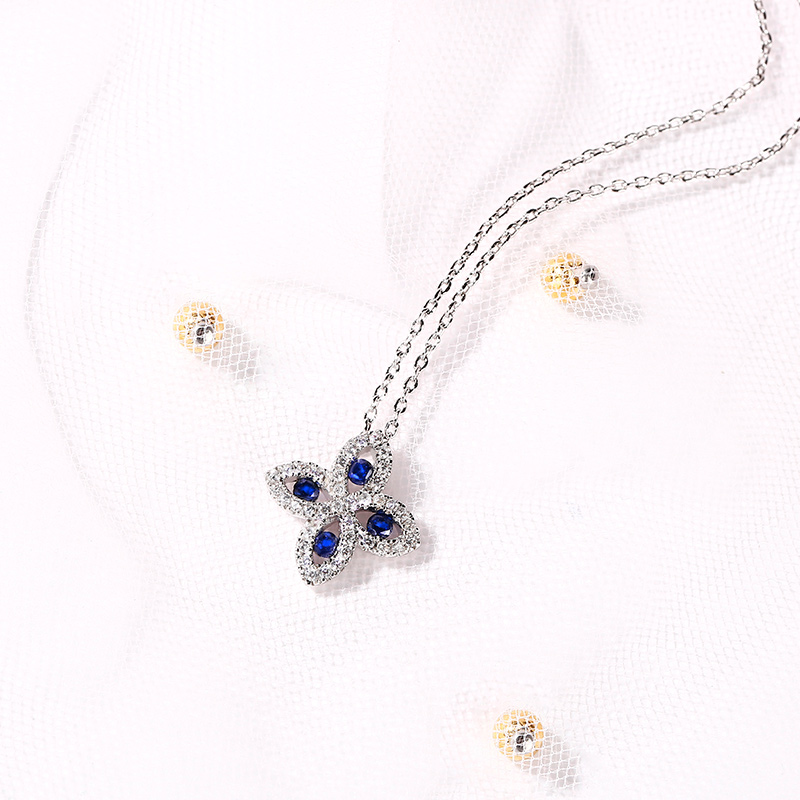 Lucky Flower Sterling Silver Necklace - Jeulia Jewelry