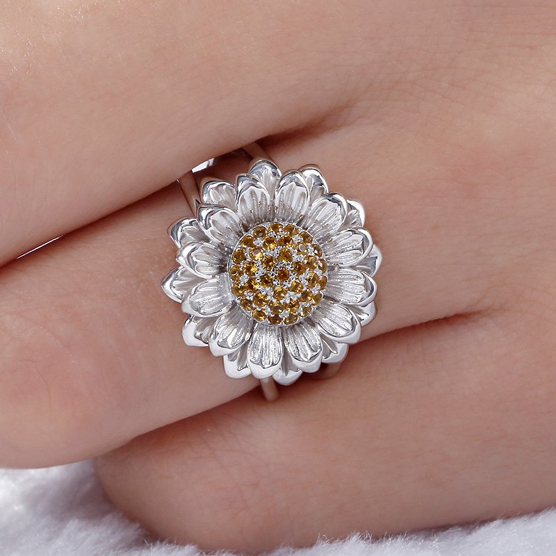 Jeulia Sunflower Sterling Silver Ring - Jeulia Jewelry
