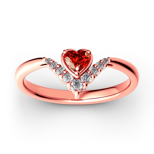 Jeulia Heart V Shape Sterling Silver Ring
