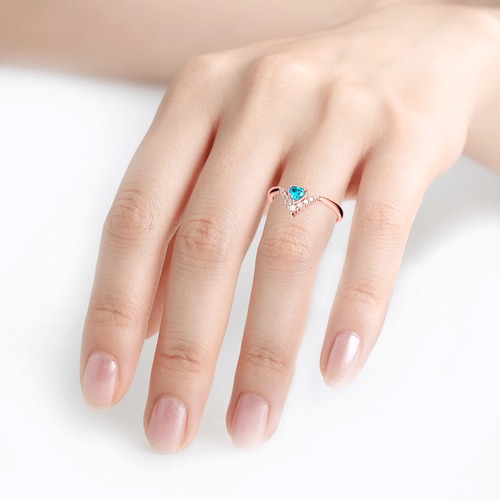 Jeulia Heart V Shape Sterling Silver Ring