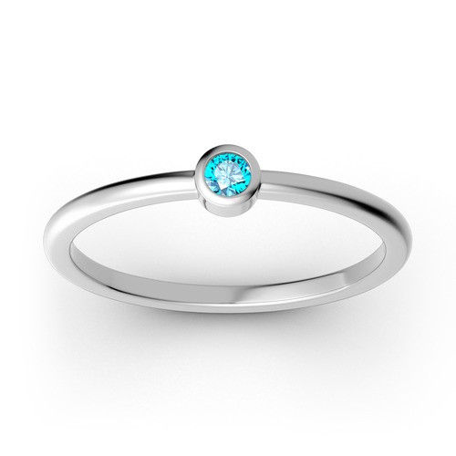 Jeulia Stackable solitaire Sterling Silver Ring