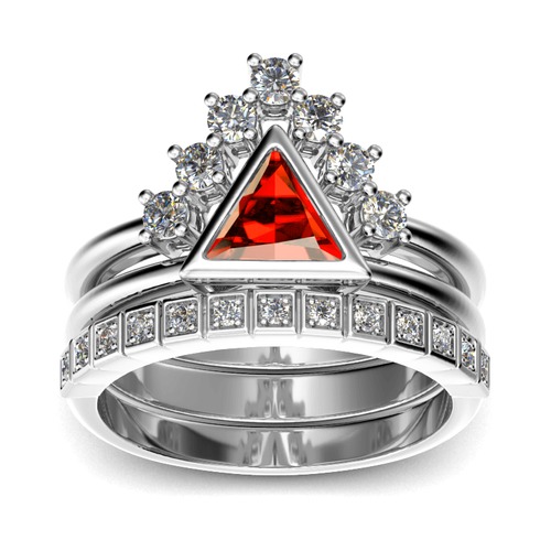 جوليا خاتم مثلث من الفضة الإسترليني قابلة للتكديس
