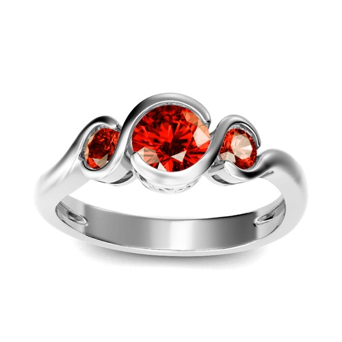 Jeulia Drei Steine Rundschliff Sterling Silber Personalisiert Ring