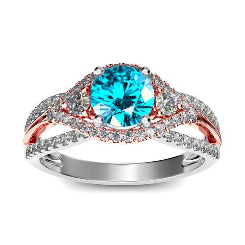 Jeulia Halo Round Cut Sterling Silver Ring