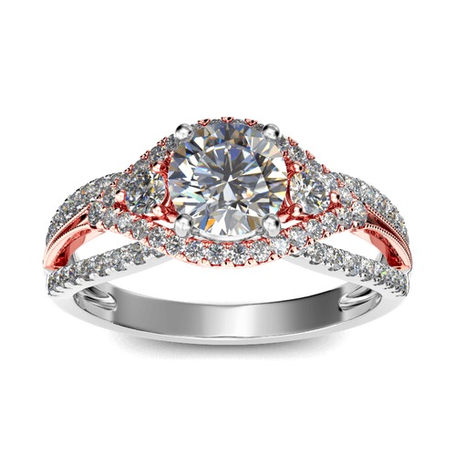 Jeulia Halo Rundschliff Sterling Silber Personalisiert Ring