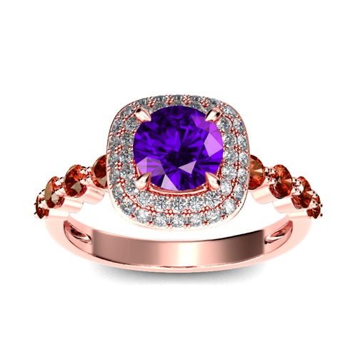 Jeulia Halo Rotondo Taglio Anello In Argento Sterling