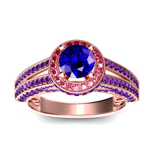 Jeulia Halo Rundschliff Sterling Silber Personalisiert Ring