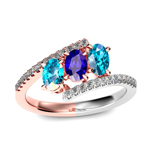 Jeulia Bypass Ovalschliff Sterling Silber Personalisiert Ring