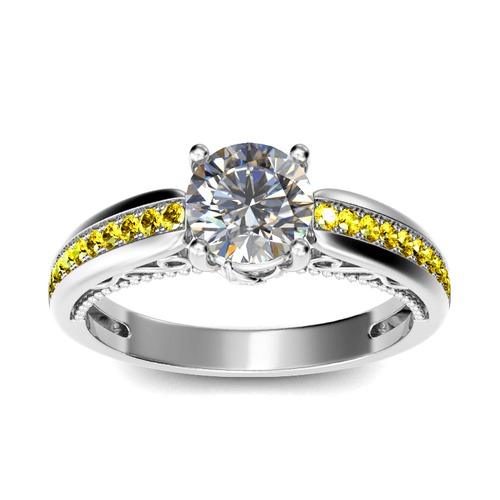 Jeulia Milgrain Rundschliff Sterling Silber Personalisiert Ring