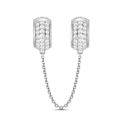 

White Stones Safety Chain Sterling Silver
