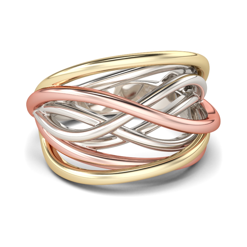 

Tri-Tone Intertwined Sterling Silver Ring