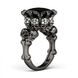 Skull Rings Collection For Women Jeulia Jewelry Black Tone Princess Cut Sterling Silver Skull Ring