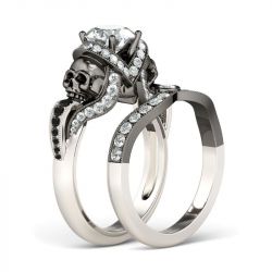 Skull Rings Collection For Women Jeulia Jewelry 30 Off Two Tone Round Cut Sterling Silver Skull Ring
