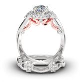 Cross Design Halo Round Cut Sterling Silver Ring Set