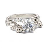 Rose Design Round Cut Sterling Silver Ring