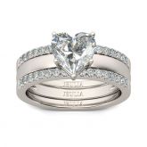 Shining Heart Cut Sterling Silver Enhancer Ring Set