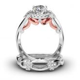 Cross Design Halo Round Cut Sterling Silver Ring Set