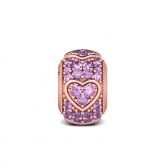Rose Gold Amethyst Heart Charm Sterling Silver