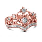 Rose Gold Tone Crown Sterling Silver Ring