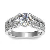 Split Shank Round Cut Sterling Silver Ring