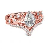 Rose Gold Tone Pear Cut Sterling Silver Ring Set
