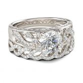 Twist Round Cut Sterling Silver Ring Set