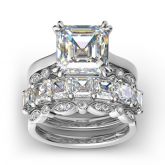 4PC Asscher Cut Sterling Silver Ring Set