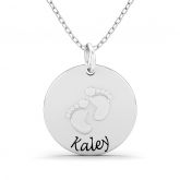 Baby Feet Engraved Necklace Sterling Silver