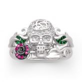 "Forever Romance" Skull and Rose Sterling Silver Ring