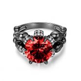 Cool Black Round Cut Sterling Silver Skull Ring