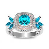 Double Halo Round Cut Sterling Silver Ring