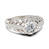 Art Deco Milgrain Round Cut Sterling Silver Ring