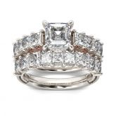 Jeulia Classic Princess Cut Sterling Silver Ring Set