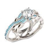 Milgrain Round Cut Interchangeable Sterling Silver Ring Set