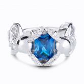 Entwined Radiant Cut Sterling Silver Octopus Ring