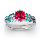Jeulia Flower Design Round Cut Sterling Silver Ring