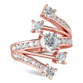Fancy Rose Gold Tone Round Cut Sterling Silver Ring