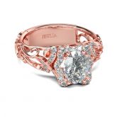 Rose Gold Tone Halo Oval Cut Sterling Silver Ring