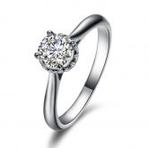 Solitaire Round Cut Sterling Silver Ring