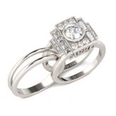 Jeulia Art Deco Round Cut Interchangeable Sterling Silver Ring Set