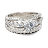 Split Shank Round Cut Sterling Silver Ring Set