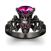 Jeulia Crown Round Cut Sterling Silver Skull Ring