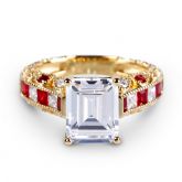 Gold Tone Emerald Cut Sterling Silver Ring