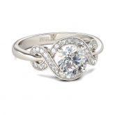 Jeulia Unique Halo Round Cut Sterling Silver Ring