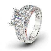 Scrollwork Princess Cut Sterling Silver Ring