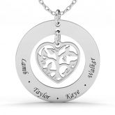 Heart In Circle Sterling Silver Engravable Necklace
