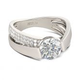Tension Set Round Cut Sterling Silver Ring