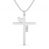 Heart Cross Name Necklace Sterling Silver