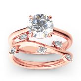 Round Cut Sterling Silver Ring Set